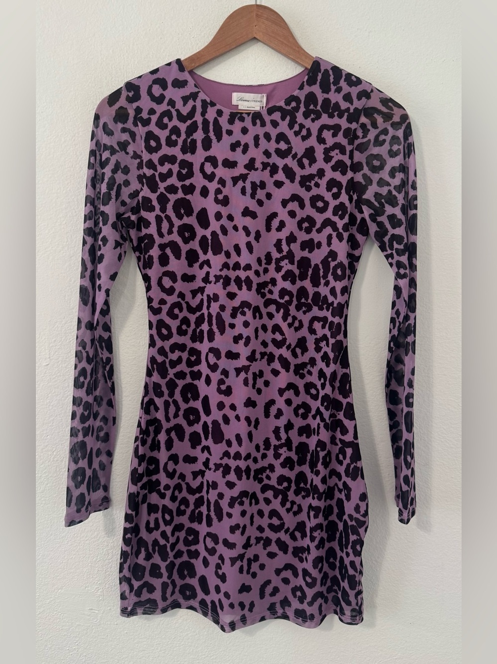 Lovers & Friends SASHA MINI DRESS Purple Leopard Mesh Stretch Bodycon NWT Small
